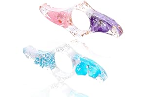 TIESOME Resin Dried Flower Book Page Holder, 2 Pcs Transparent Handmade Thumb Bookmarks Floral Thumb Loop Page Holder Book Opener Reading Accessories for Book Lovers Teachers(B)