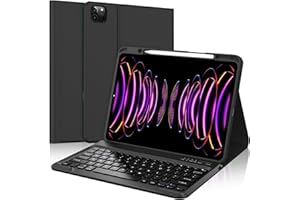 SENGBIRCH Keyboard Case for iPad Pro 12.9 2022 6th Generation / 2021 5th Generation, UK Layout Detachable Keyboard, Case for iPad Pro 12.9 Inch 2020/2018 4th Gen/3th, Black