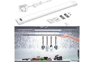 WOBANE Under Counter Lighting,Touchless Hand Wave Activated,Under Desk Light Bar,30cm Dimmable Panel,Super Bright Aluminum Lights for Kitchen,Cabinet,Shelf,Cupboard,Closet,Workbench,White 6000K