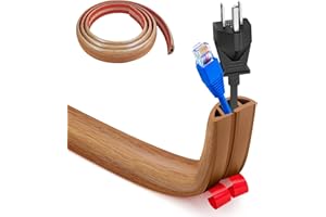 HENGRONGSHEN Cache Cable Sol, Petit Canal de Câble Flexible, 1M x 3cm Protege Cable Sol, Goulotte Passe Cable Sol Silicone, Cache Fil Électrique Sol Auto-Adhésif pour Tous Les Câbles (Grain de Bois Jaune)