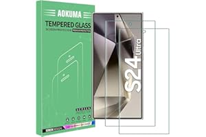 AOKUMA Szkło hartowane kompatybilne z Samsung Galaxy S24 Ultra 5G, 2 sztuki w zestawie, osłona ekranu Samsung S24 Ultra, 0,26 mm, wyjątkowo odporna na zarysowania, wysoka rozdzielczość, łatwa