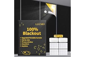 LUCMO Blackout Blinds 350 x 145 CM, 100% Blackout Blinds Curtain for Window, No Drill Portable Blackout Shades Film for Bedroom, Cut to Any Size, Nursery Black Out Blinds for Baby Travel Temporary