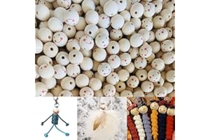 ALANGDUO 30 Stück Holzperlen mit Gesicht, Natur Lächeln Gesicht holzperle mit 2m Jute Seil, Holzkugeln mit Loch Rund 20mm, für DIY Dekorationen Schutzengel Schlüsselanhänger Basteln Bastelperlen