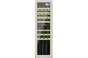 Cecotec Vinoteca 30 Botellas Retro Bolero Grandsommelier Origin Duo 30 Hit Beige. Acabado En Negro Con 2 Zonas De Temp. (5-12ºC, 12-20ºC), Control Led, NoFrost, Estantes Madera, Luz Interior