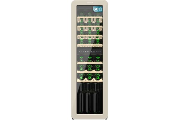 Cecotec Cave a Vin 30 Bouteilles Bolero GrandSommelier Origin Duo 30 Hit Beige. Cave à vin rétro, beige, 30 bouteilles, double zone 5-12 ºC et 12-20 ºC, NoFrost, LED