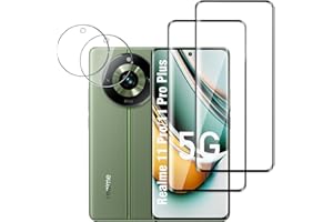 QZJinch 4 sztuki folii ze szkła hartowanego do Realme 11 Pro/11 Pro Plus, 2 sztuki folii ochronnej i 2 sztuki folii do aparatu, 3D pełne pokrycie, Ultra HD, bez pęcherzyków, przeciw zarysowaniom