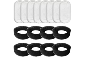 Hantoc 16 Pezzi Filtri Fontanella per Gatti, 8 pezzi di filtro a carbone e 8 pezzi di spugna in schiuma per 3.2L Fontana in Acciaio Inox PLWF003 Filtri Fontanella con Resina e Carboni Attivi