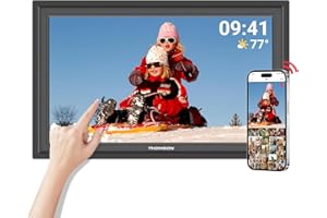 THOMSON Cornice Digitale da 15,6 Pollici, Cornice Digitale Foto WiFi, Portafoto Digitale Memoria 32 GB 1920x1080 FHD IPS Schermo Touch, Auto-Rotazione, Condividi il Video Musicale, dell'immagine del