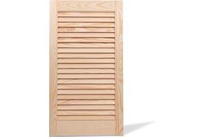 Bortaberg Louvre Door, Pine Wood, Vented Open, Natural or White Color, Slatted Wardrobe Doors, Internal Louvre Cupboard Doors, Various Sizes (Natural 1700mm (67'') x 444mm (17.5''))