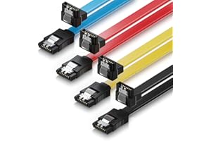 deleyCON 4x 50cm Kabel SATA III Kabel S-ATA 3 Kabel Danych 6 Gbit/s Kabel Połączenioey Kabel Przyłączowy do HDD SSD - Metalowy Zacisk 1x Wtyczka Prosta 1x Wtyczka Typu L 1x 90°