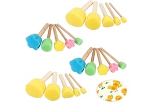 LONIMIA Schwammpinsel, 18 Stück Malerei Schwamm Pinselset aus Schaumstoff Schwammstupf Pinsel Set Schaumstoff Stupfpinsel zum Malen ür Malerei Handwerk Keramik DIY Malerei Werkzeuge Packung