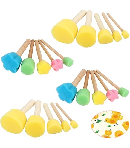 Nogeqi 20 pièces pinceaux éponge peinture enfants pinceaux tampons éponge set de pinceaux mousse éponges pinceaux tamponneurs pinceaux en mousse pinceaux à tamponner pour peindre pour bricolage