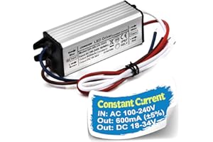 Chanzon LED Driver 600mA (Constant Current Output) 18V-34V (in:85-277V AC-DC) (6-10) x3W 18W 20W 24W 30W IP67 Waterproof High Power Supply 600 mA Lighting Transformer for 20 W COB Chips (Aluminium)