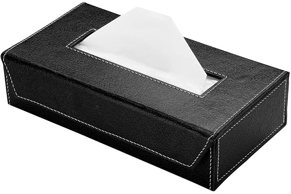 AUTOFRILL Car Tissue Box Holder with 100 2-Ply Tissues Tissue Paper Holder for Car, Home, Office, Kitchen Refillable Tissue Dispenser for Car Dashboard & Tabletop Use (Black)