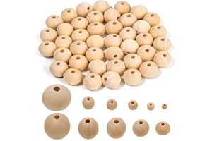 Febsow Natur Holzkugeln zum Auffädeln 130 Stück, 20mm Holzperlen Natur für Makramee, Holzkugeln mit Loch, Holzperlen Rund für DIY Bastelarbeiten Dekorationen, Schmuck Armband Halskette, Glückswürmchen