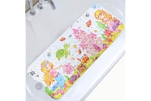 Moocuca Alfombrilla Antideslizante Bañera 100 x 40cm, Alfombra Baño Infantil con 200 Ventosas Fuertes, ​Motivos del Mundo Submarino Alfombrillas de Ducha para Bañera o Ducha
