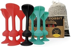 TOSSIT Juego Dardos de Silicona Ventosa - Juega con Familia y Amigos, Modos Petanca o Bocha y más! Ideal Interior Exterior, Diversión Portatil Todas Las Edades! Starter Pack: 2 Colores + 1 Negro