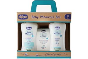ARTSANA Chicco Baby Moments Set con Bagno Corpo da 200 Ml, Shampoo Senza Lacrime da 200 ml, Acqua di Colonia 100 ml, Idea Regalo, 0 Mesi +