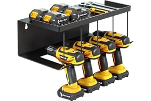 NOMIOU Organizador de herramientas,caja de herramientas,4 ranuras 1estante,estante de Soporte de pared de almacenamiento de taladro eléctrico de acero resistente para sierra circular,taller,garaje,taladro