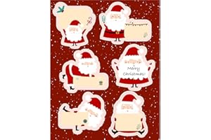 GEBETTER 120Pcs Étiquette Autocollant Noël 6 Formes Père Noël Sticker Auto-adhésif Décoration pour Emballage Sac Cadeau Carte Enveloppe
