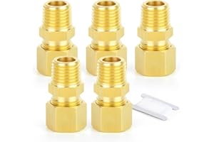 ERGAOBOY 5 piezas 6mm OD x 1/2" BSP hilo de latón tubo de compresión de la Unión Conector, Heay deber de latón de compresión de conexión