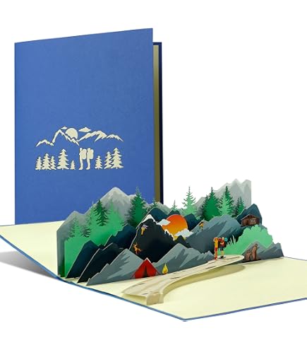 Biglietto Pop-up 3D Campeggio Con Caravan, Compleanno O Viaggio, Con Busta, 15x20 Cm (chiuso), Regalo Per Campeggiatori