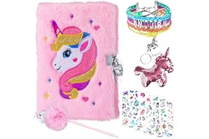 NETONDA Journal Intime Fille Licorne - Kit Carnet Secret pour Fille Licorne avec Cadenas - Carnet Secret Licorne en Fourrure avec Stylo Bracelet Porte-clé Stickers Journal Intime Cadeau Noël pour Filles