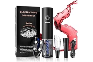 Marchpower Cavatappi Elettrico Per Vino Set Professionale, Ricaricabile Tipo-C, Taglia Capsule, Versatore Vino E Tappo Sottovuoto, Apribottiglie Per Feste, Dare Un Regalo E Amanti Del Vino, Nero
