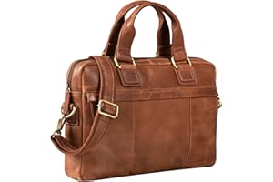 STILORD 'Andrew' Vintage Business Leather Bag Classic Briefcase for Men Women 13,3 Inch Laptop Bag in Genuine Leather Trolley Attachable