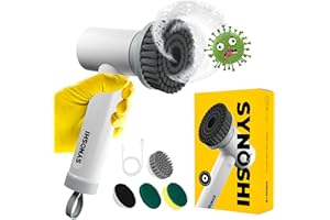 Brosse de Nettoyage électrique Synoshi avec 3 têtes interchangeables et 2 Vitesses, Brosse sans Fil pour Nettoyer la Salle de Bain, Le carrelage, la Voiture, Le Sol, la Cuisine et Bien Plus Encore