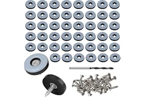 URHRHU 48 Pezzi Piedini per Mobili in Teflon da avvitare Ø 22mm PTFE Teflon Rotondi Cursori di Mobili con Viti Feltrini in Teflon per Protezione di Mobili, Sedie e Pavimenti