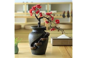 XIGNER Fontana da tavolo in resina, per interni, in resina, con pompa dell'acqua, 30 x 18 x 40 cm, per ufficio, camera da letto, relax