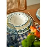 BELLA MAISON Mabel Desenli%100 Stoneware Yemek Takımı, Mavi, 6 Kişilik (6 Adet Yemek Tabağı: 21.5 cm / 6 Adet Pasta Tabağı: 2