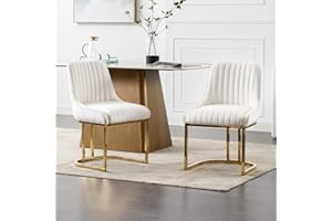 WAHSON OFFICE CHAIRS Wahson Aksamitne krzesła do jadalni, zestaw 2 sztuk, kuchenne, tapicerowane, narożne krzesła ze złotą metalową ramą, krzesła boczne bez podłokietników, do jadalni / restauracji, białe