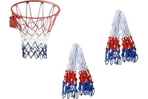 ‎QUIXOTICAL Quixotical 2 StüCk Basketball Netz, Outdoor Basketballkorb Netz, Wetterfest Netz für Basketballkorb, Dreifarbiges Basketball Ersatznetz, für Den Innen Oder Außenbereich BasketballKorb