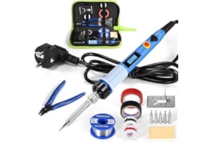 SREMTCH 80W Digital Saldatore a Stagno Elettrico con Display LCD Temperatura Regolabile 200℃〜450℃ per la Manutenzione Elettronica