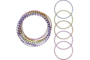 Porter and Lambert Premium Quality Adults Kids Stripy Multicolor Small Large Hula Hoops Sporting Good Fitness Rainbow Color (Pack Of 6, Medium)