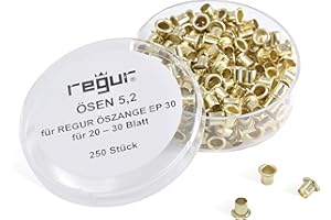 REGUR Ösen 5,2mm für EP 30 Stanz- und Ösenzange, 250 Stück für 20 - 30 Blatt für Verträge, zum Präsentieren, Reparieren, Basteln, Verzieren.