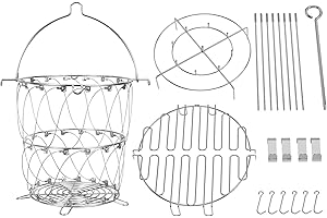 GLOWYE Turkey Fryer Parts Kit with Basket for Char-Broil The Big Easy Oil-Less Grills Accessories, Poultry Chicken Deep Frying Holder Vertical Roaster Kit & Stainless Steel Turkey Basket