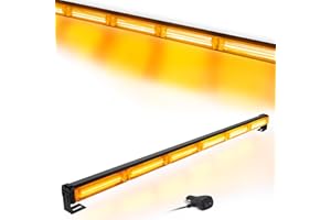 Esoldnic 6-COB LED Strobe Light Bar 35inch Hazard Warning Flash Light Roof Strobe Light 15 Flash Patterns for UTV, ATV, Polaris RZR, Can-Am Maverick X3, Yamaha, Quad, Jeep （12V-24V Amber） (D6)