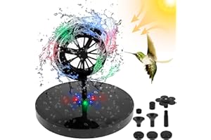 JOKAPY 2024 Upgraded Solar Fountain Pump with LED Light,Solar Floating Water Pump Windmill Waterwheel Magnetic Switch DIY,Solar Water Pump Water Features with 7Nozzles Battery Outdoor Bird Bath Gardens Ponds