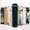 Mewaii 20in Long Cat Plush Pillows Stuffed Animals Squishy Pillows - Plushie Cute Big Green Eyes Sleeping Hugging Plush Pillow Soft Toys for Kids(Black)