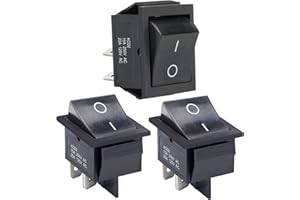 APIELE - Interruptor basculante, 2 posiciones de encendido/apagado con DPST de 4 pines, 250 V 16 A, interruptor basculante para hogar, industrial, bricolaje KCD2-201 (negro)