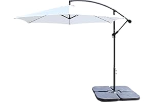 All Seasons Gazebos Ross James premium garden parasol umbrella with crank handle including base weight (White)