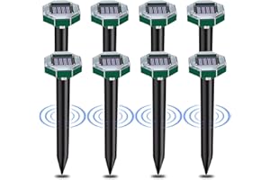 Jokresty Solar Mole Repellent Ultrasonic,8 Pack Solar Powered Mole Repeller,Sonic Mole Repeller IP65 Waterproof for Outdoor Garden Lawn Get Rid of Moles,Gopher,Voles, Snakes,Rodents