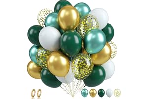 Tourima Luftballons Grün Weiß Gold 60 Stück 12 Zoll Ballons Geburtstag, Hochzeit, Jugendweihe, Konfirmation Helium Luftballons Set Eukalyptus Deko, Luftballon Girlande Grün, Salbeigrün Geeignet