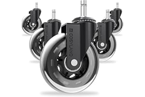 COSYLAND 5pcs Kółka do krzeseł obrotowych - 11 mm x 22 mm Kółka obrotowe - kółka do krzeseł do 300 kg - idealne do podłóg z twardego drewna, dywanów, laminatów i płytek do krzeseł biurowych