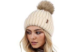 FURTALK Chapeaux d'hiver pour Femme Double Couche en Polaire avec Pompons à Pompons