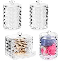 Youngever Qtips - Barattoli da farmacia, in plastica nera, porta cotton fioc, organizer per batuffoli di cotone, dischetti di cotone, Qtips (1 set da 850,5 g
