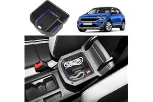 Coleya Vano Portaoggetti per Bracciolo Compatibile con VW T-ROC 2018-2025, Scatola Portaoggetti del Bracciolo Centrale, T ROC Organizer per Braccioli con Tappetino Antiscivolo (Blu)